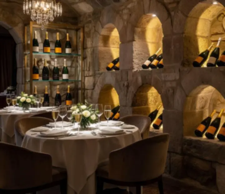 Cave de champagnes e espumantes num restaurante de luxo